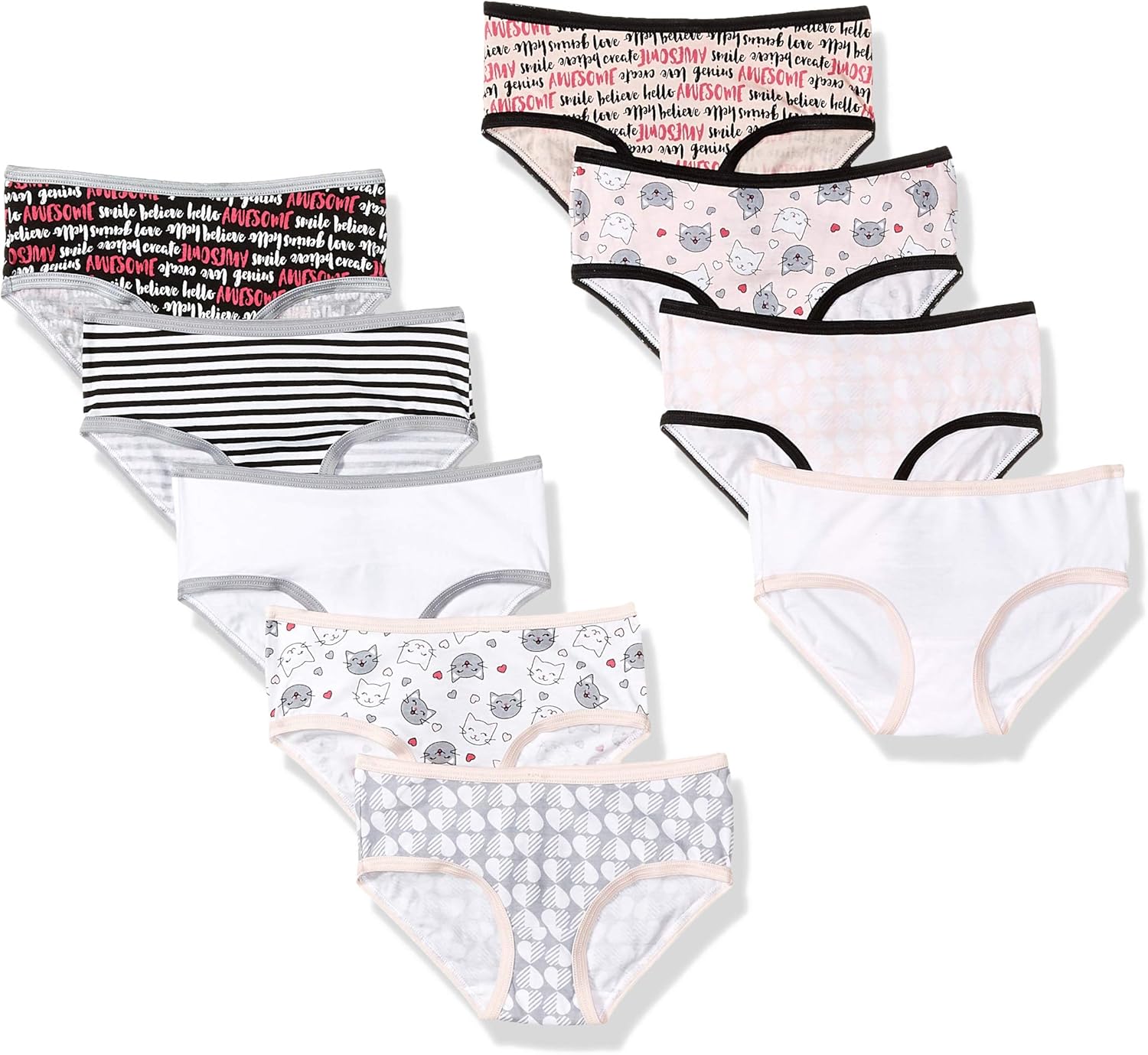 Maidenform Girls' Cotton Hipster Underwear, 9 Pack: Clothing