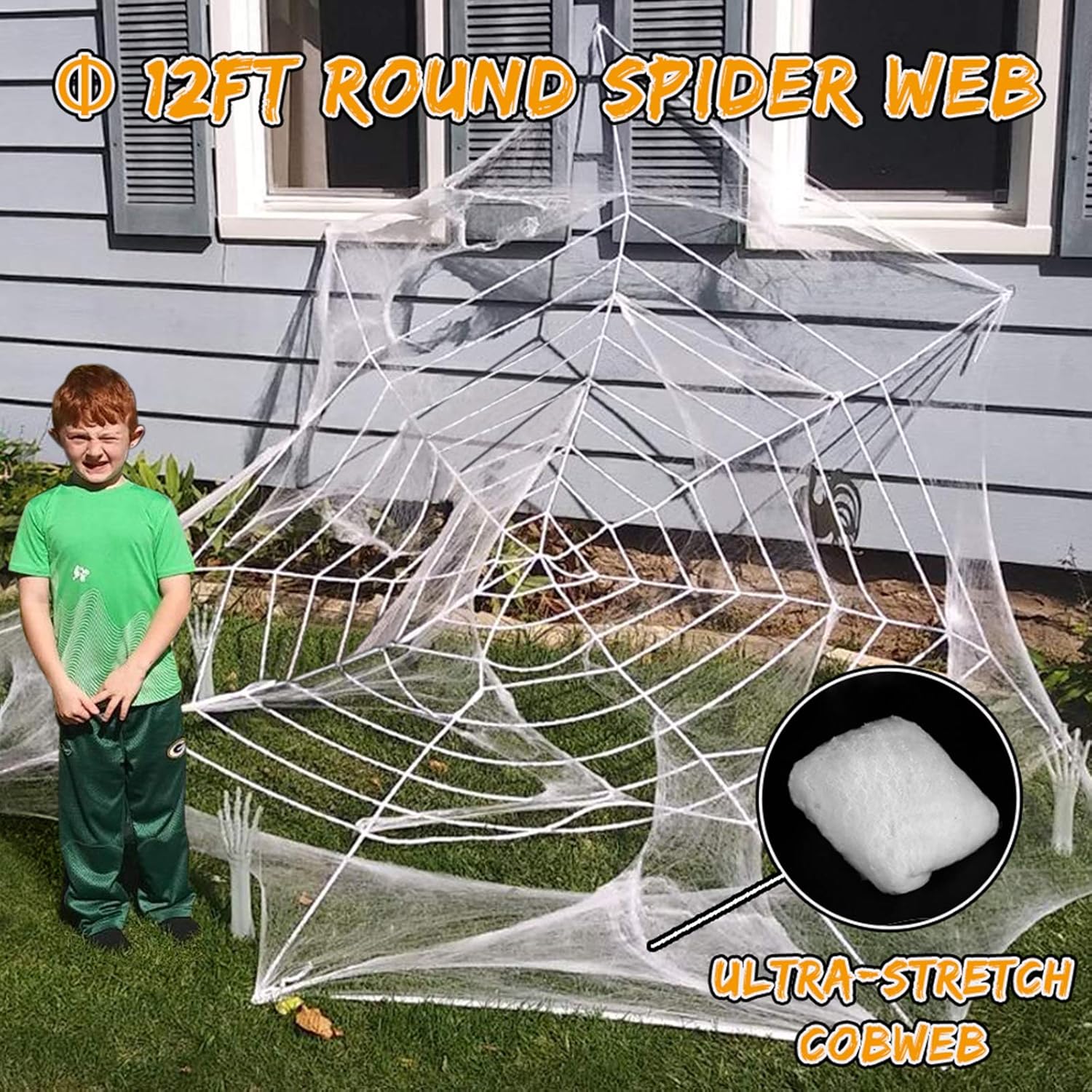 Outdoor Halloween Decorations Including 12ft Spider Webs, 4pcs 49in Mega Giant Spiders, Ultra-stretch Cobwebs, Most Valuable Halloween Spider Decorations Outdoor Indoor Giant Spider Webs Decoration : Garden & Outdoor