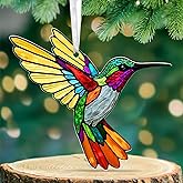 FLAGWIX Christmas Hummingbird Gifts for Women Men - 2D Flat (Not 3D) Acrylic Christmas Ornaments 2025 for Decorations - Bird Decor for Home, Gifts for Mom Dad, Birds Lover Present, Sympathy Ideas