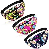 3 Pcs 80s 90s Fanny Packs Retro Neon Waist Bags 80s 90s Outfit Accessories for Men Women Adjustable Casual Bags Vintage Hiking Belt Waist Packs for Halloween Rave Party Accessories(Retro Style)