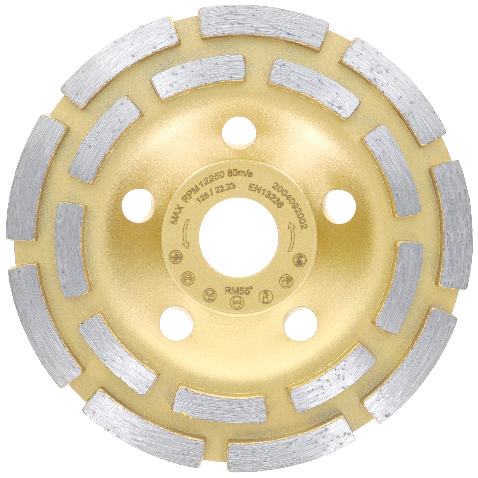 PRODIAMANT diamond grinding cup standard 125 mm 5" x 22.2 mm for concrete, masonry, stone double row diamond grinding pot 125mm