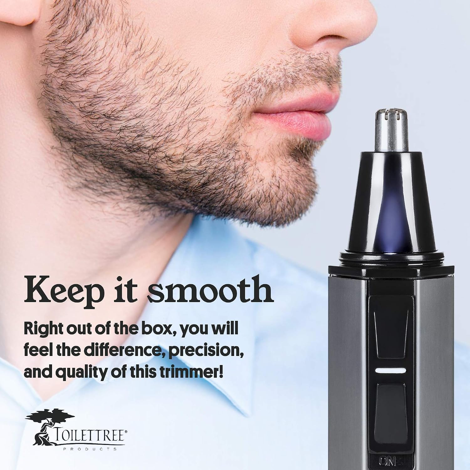 ToiletTree Professional Water Resistant Heavy Duty Steel Nose Trimmer with LED Light, Silver - Image 3
