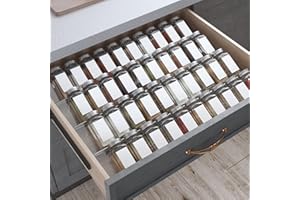 ANTIMBEE Spice Drawer Organizer, 4 Tiers 2 Set Clear Acrylic Slanted in Drawer Seasoning Jars Insert, Expandable From 13" to 26", Hold up 56 Spice Jars Kitchen Countertop Rack Tray (Jars not Include)