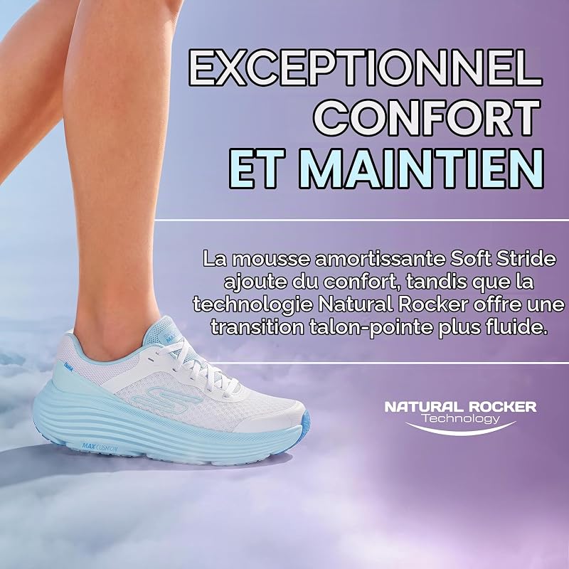 Baskets Max Cushioning Endeavour CANOVA pour Femme, Bordure synthétique Blanche Bleu Clair, 38 EU