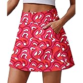 PINSPARK 18" Golf Skorts for Woman High Waisted Tennis Skirt UPF 50+ Athletic Skort Skirts with 4 Pockets Workout Pickleball