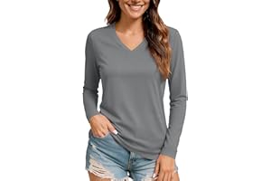 TACVASEN Womens UPF 50+ Sun Protection Rashguard V Neck Quick Dry Lightweight Long Sleeve Swim Shirts Workout Hiking Running