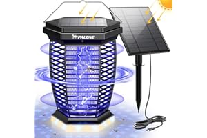 PALONE Solar Bug Zapper Outdoor, 3 in 1 Mosquito Zapper with 3.5m Extended Solar Panel, 4500V Electric Bug Zapper Indoor, Fly Zapper with 7 Lighting Modes for Outdoor Courtyard Backyard Garden