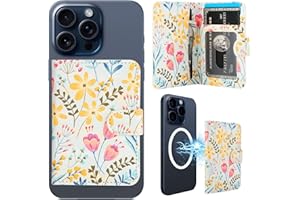 HAOPINSH for MagSafe Wallet Magnetic Wallet Card Holder, Floral Flower Pattern Detachable Adjustable Flip Leather iPhone Kickstand Mag Safe Card Slots RFID Blocking for iPhone 15/14/13/12 Series