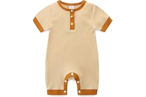 BIBIMOM Unisex Baby Outfits Boy Girl Short Sleeves Pants Snap Closure Summer Romper