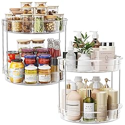 LAMU 2 Pack 2 Tier Lazy Susan Turntable Organizer