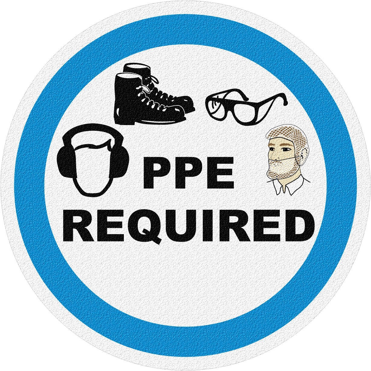 FloorSignage Concrete Graphics Safety Sign, "PPE Required", 17