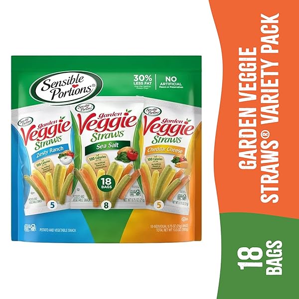 SENSIBLE PORTIONS GARDEN VEGGIE SNACKS – VEGGIE STRAWS VARIETY PACK, 18CT POLYBAG (PACK OF 1)