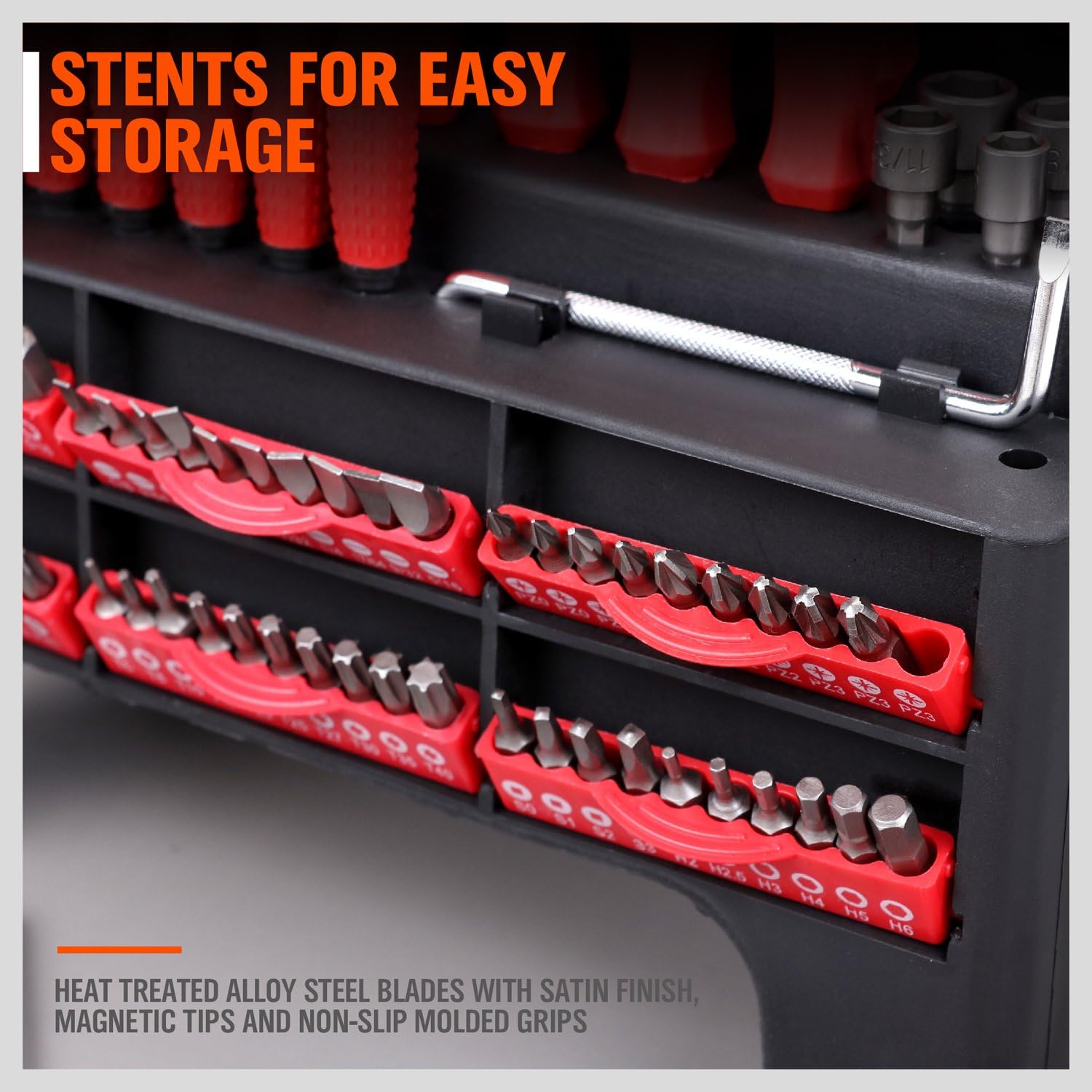 HORUSDY 100-Piece Magnetic Screwdriver Set with Plastic Racking, Best Tools for Men Tools Gift - - 