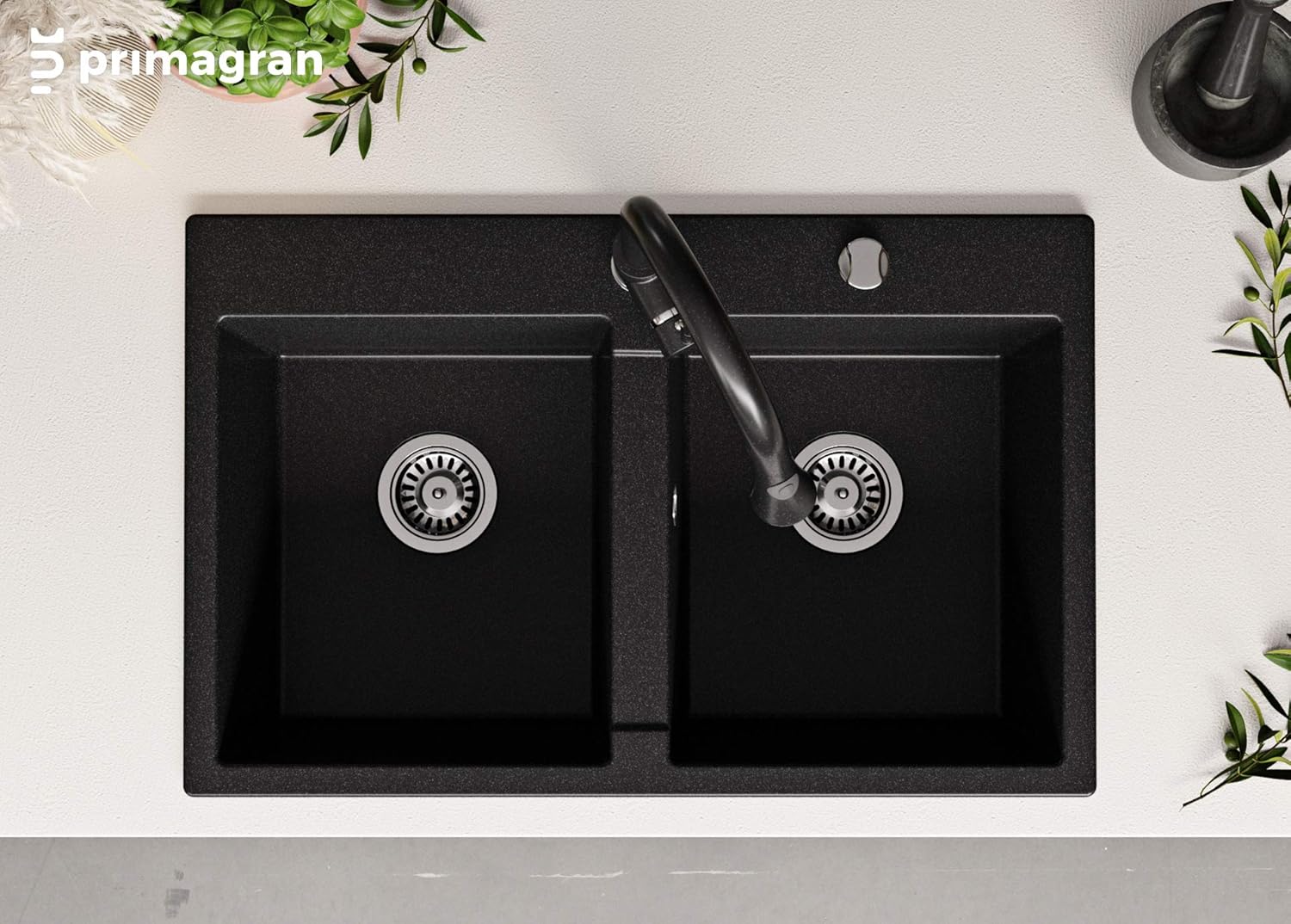 Fregadero de Granito con Sifón Bergen Fregadero Empotrado Grigio