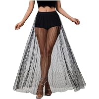 Falda Transparente 2 En 1 Para Mujer - Traje Rave O Festival - Con Leggings De Malla Y Estampado De Estrellas - Talla Large Rojo