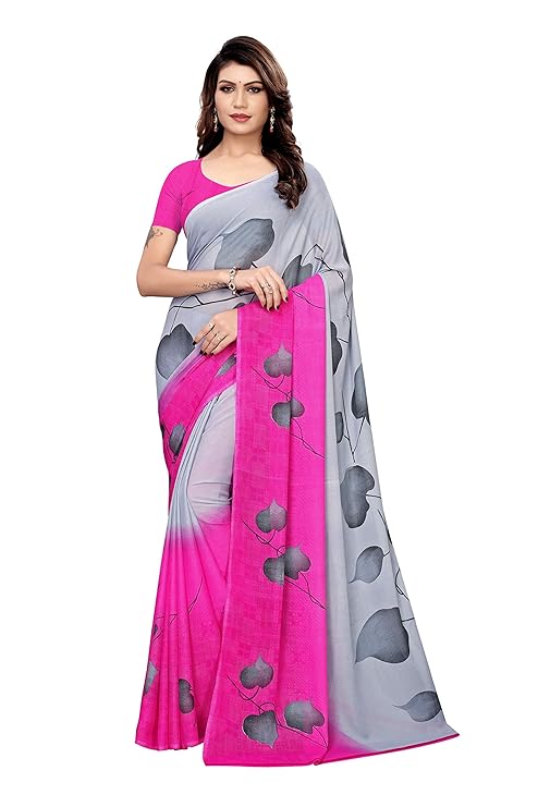 Georgette with blouse piece Saree (Aakruti-510_ Pink_ Free Size)