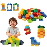 PUZSNAP Large Building Blocks Set, 100 Pieces for Preschool Activities, STEM Toys with Assorted Colors and Sizes for Kids Age