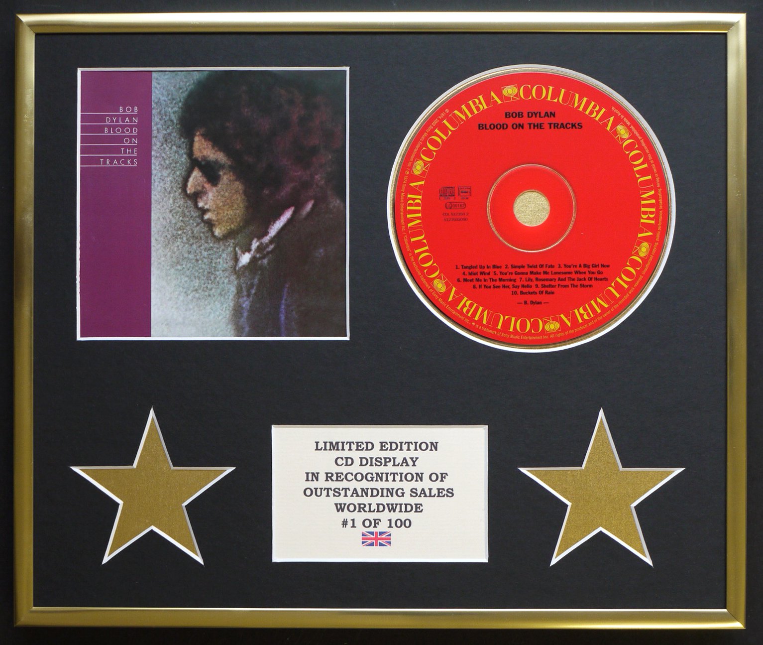 BOB DYLAN/CD DISPLAY/LIMITED EDITION/COA/BLOOD ON THE TRACKS