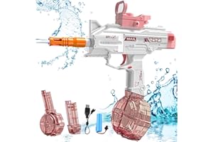 FLYBAKIZ Electric Water Gun,Powerful Automatic Water Guns Up to 32 FT Long Range,Large Capacity Squirt Guns for Adults and Kids, Super Water Blaster Pistol Summer Toys for Pool Beach Party (Pink)