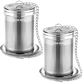 HOUSE AGAIN Tea Infuser, Extra Fine Mesh Tea Infusers for Loose Tea, 18/8 Stainless Steel Tea Strainer with Extended Chain Hook, Tea Steeper for Brew Tea, Spices &amp; Seasonings Small &times; 2