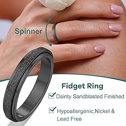 Supcare Anxiety Rings Spinner Black Spinner Ring