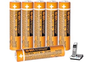 CUCESH Rechargeable Batteries AAA NIMH 6 Pack.700mah Long-Lasting .High-Performance Triple A (3A) Batteries for Panasonic Cordless Phones.Remote Controls. Electronics.