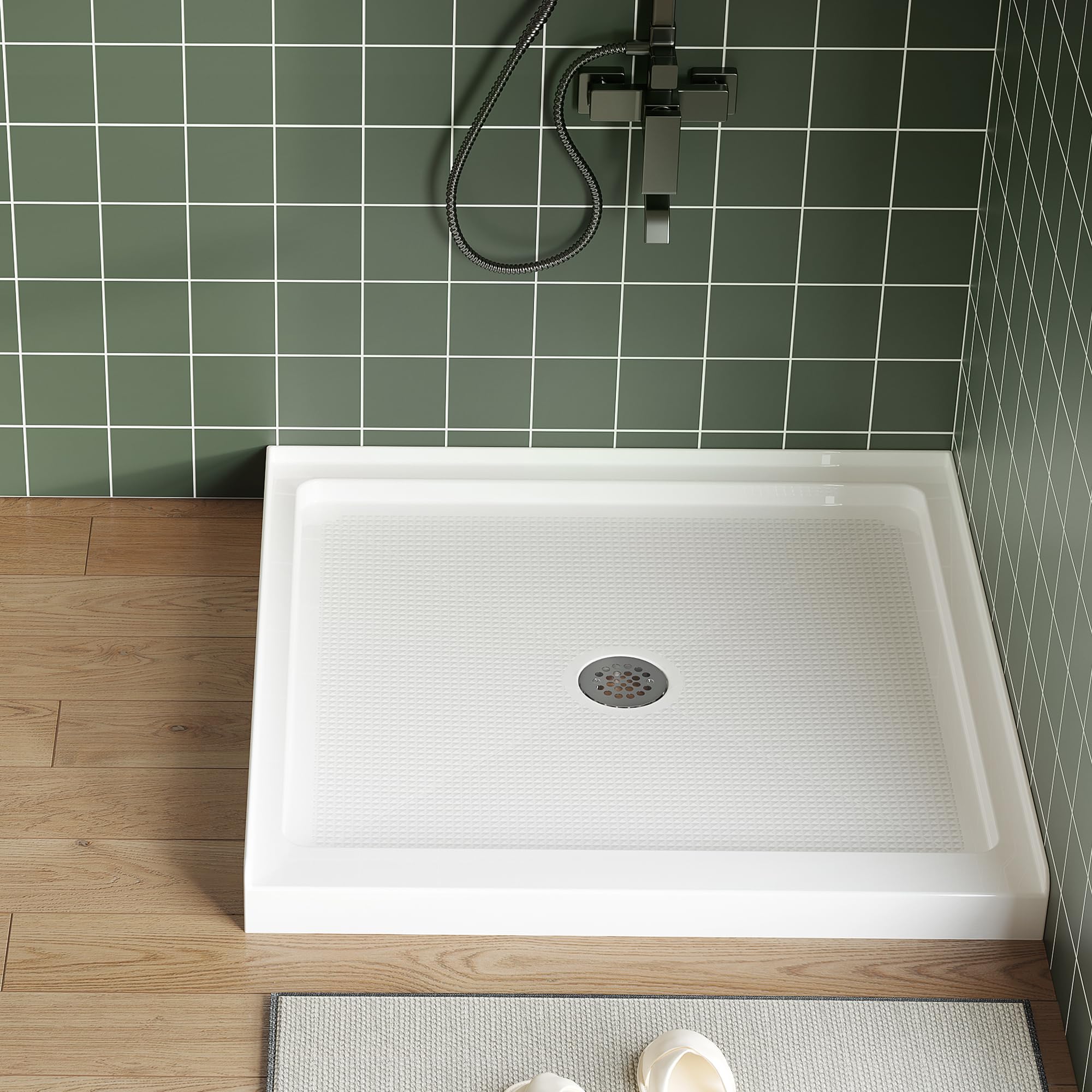 Photo 1 of GarveeTech 36x36 Inch Shower Pan Center Drain - Non-Slip ABS Shower Base with Single Threshold, Lightweight Bathroom Shower Tray Kit, White (Includes Drain Kit, Easy Installation)