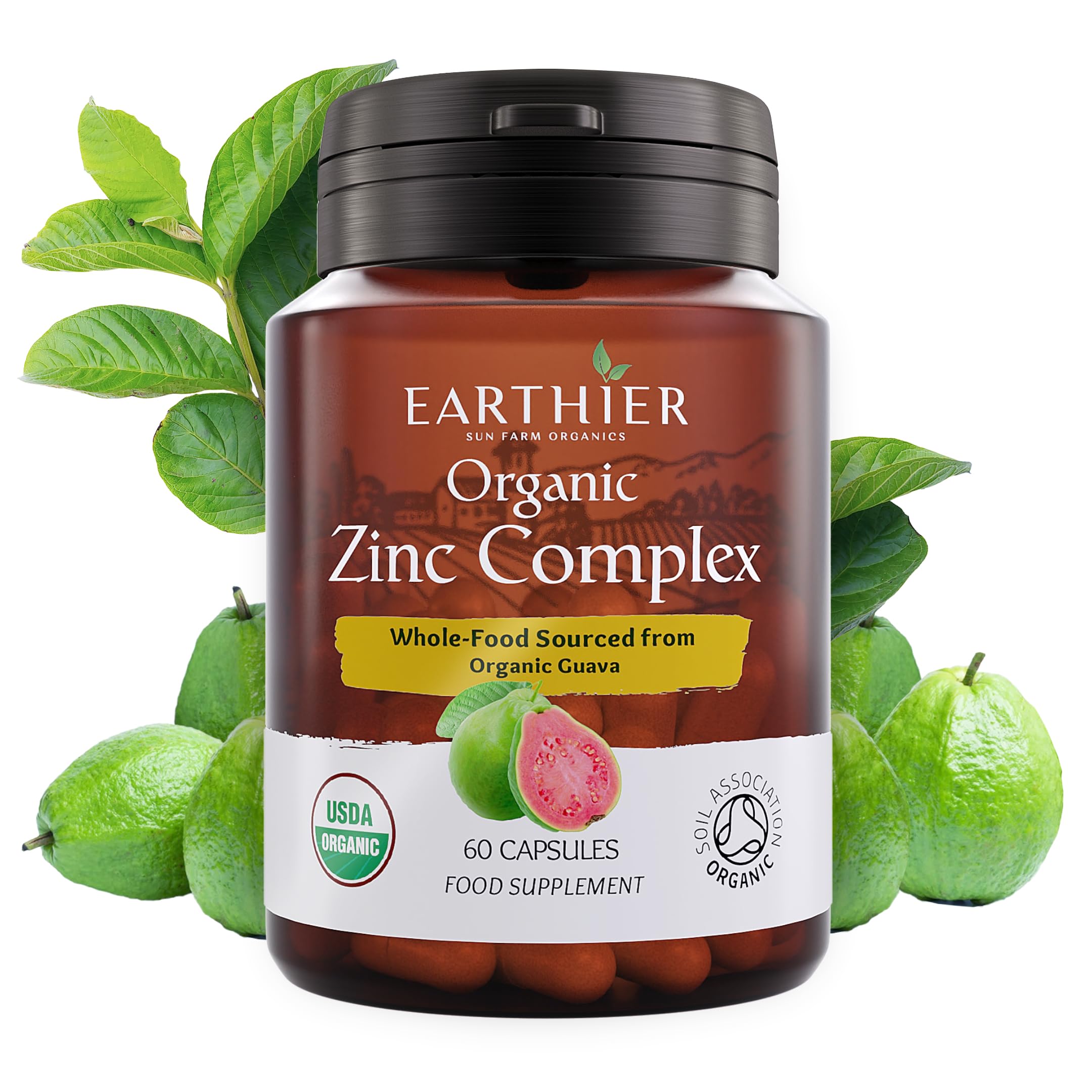 Organic Zinc Whole Food Supplement Certified by Soil Association - 1 Month Supply - Vegan