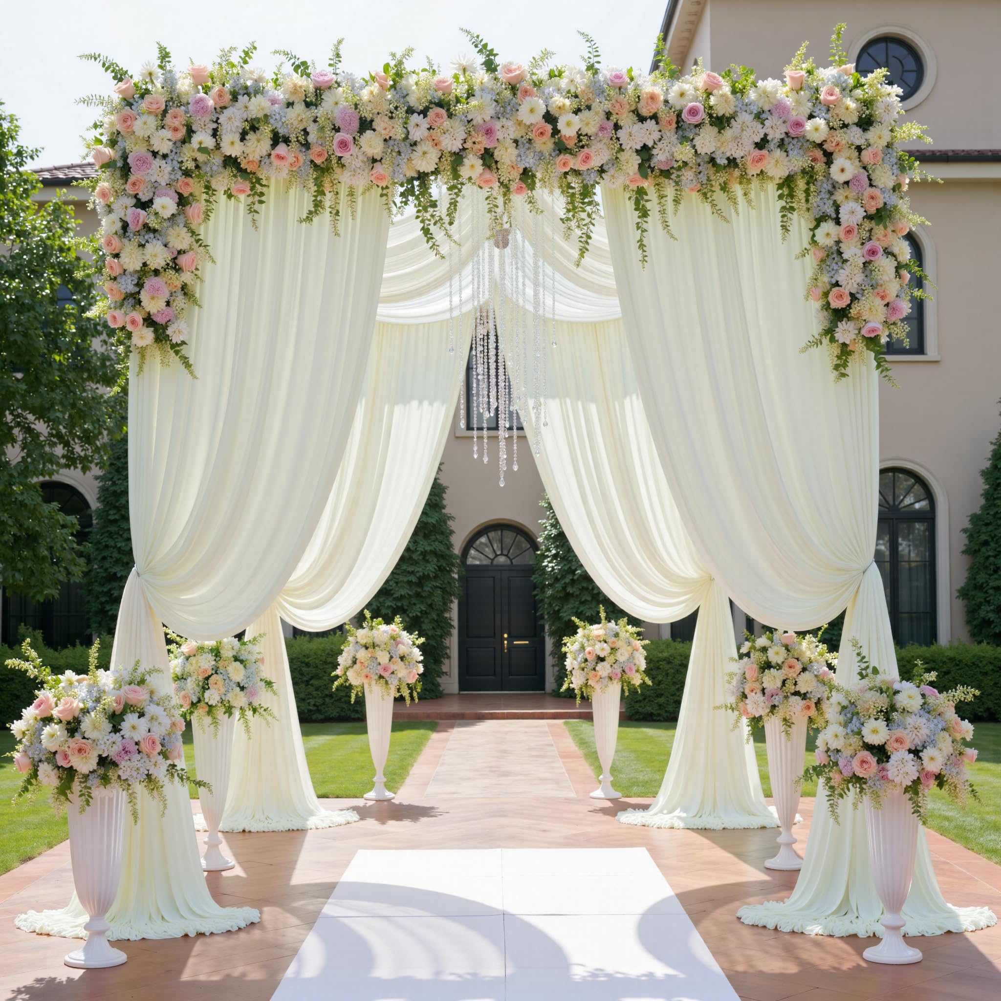 Photo 1 of 20ftx12ft Ivory Backdrop Curtains for Wedding-Wrinkle Free Backdrops Curtain Drapes Fabric Decorations Photo Back Drop Cloth for Baby Shower Photography Stage Reception 4Panels 12ft(H) x 5ft(W)
