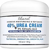Ebanel Urea Cream 40% plus Salicylic Acid 2%, Foot Cream for Dry Cracked Heels Feet Knees Elbows Hands, Foot Dead Skin Cuticle Callus Remover Toenail Softener, Keratolytic Skin Barrier Repair