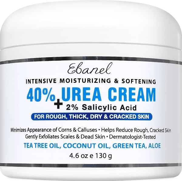 Ebanel Urea Cream 40% plus Salicylic Acid 2% for Dry Cracked Feet Skin | Deeply Moisturizes & Softens Dry Cracked Heels, Feet
