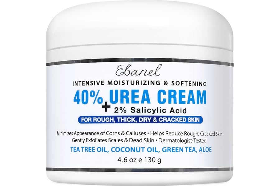 Ebanel Urea Cream 40% plus Salicylic Acid 2%, Foot Cream for Dry Cracked Heels Feet Knees Elbows Hands, Foot Dead Skin Cuticle Callus Remover Toenail Softener, Keratolytic Skin Barrier Repair