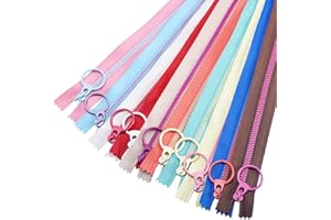 20Pcs Colorful Resin Zippers, BetterJonny Zippers with Ring Pulls for Clothes DIY Handbags Sewing Craft Accessories Mixed 10 