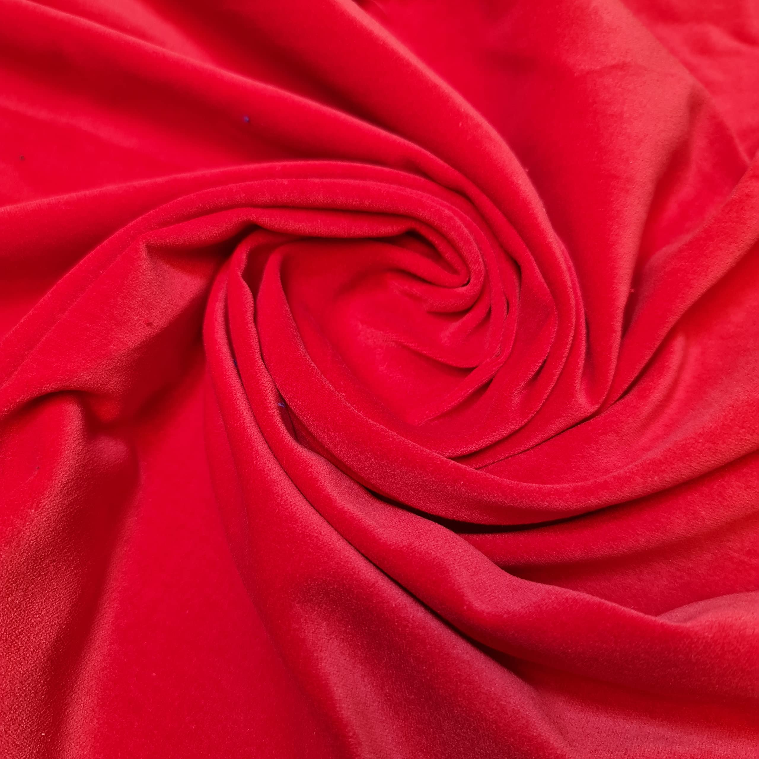 100% Cotton Velvet Fabric Costume Dress Craft Upholstery Material 44" (Red, 1 Meter)