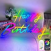 Happy Birthday Neon Sign Large - Colorful Happy Birthday Sign Reusable Neon Signs for Wall Decor, LED Sign for Birthday Party with Remote 200+ Colors, App Control, Music Sync, Birthday Gift for Boys & Girls
