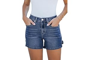 luvamia Jean Shorts for Women Trendy High Waisted Denim Shorts Carpenter Stretchy Summer Casual Mom Cut Off Jeans Shorts