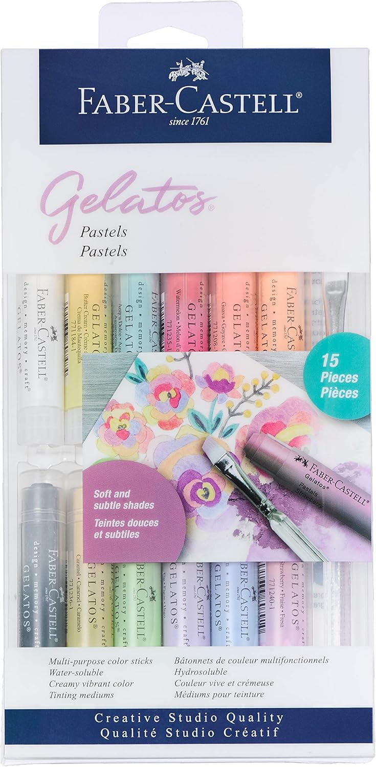 Amazon Com Faber Castell Gelatos Pastels Color Set 15 Pastel Colors Multi Purpose Art Medium
