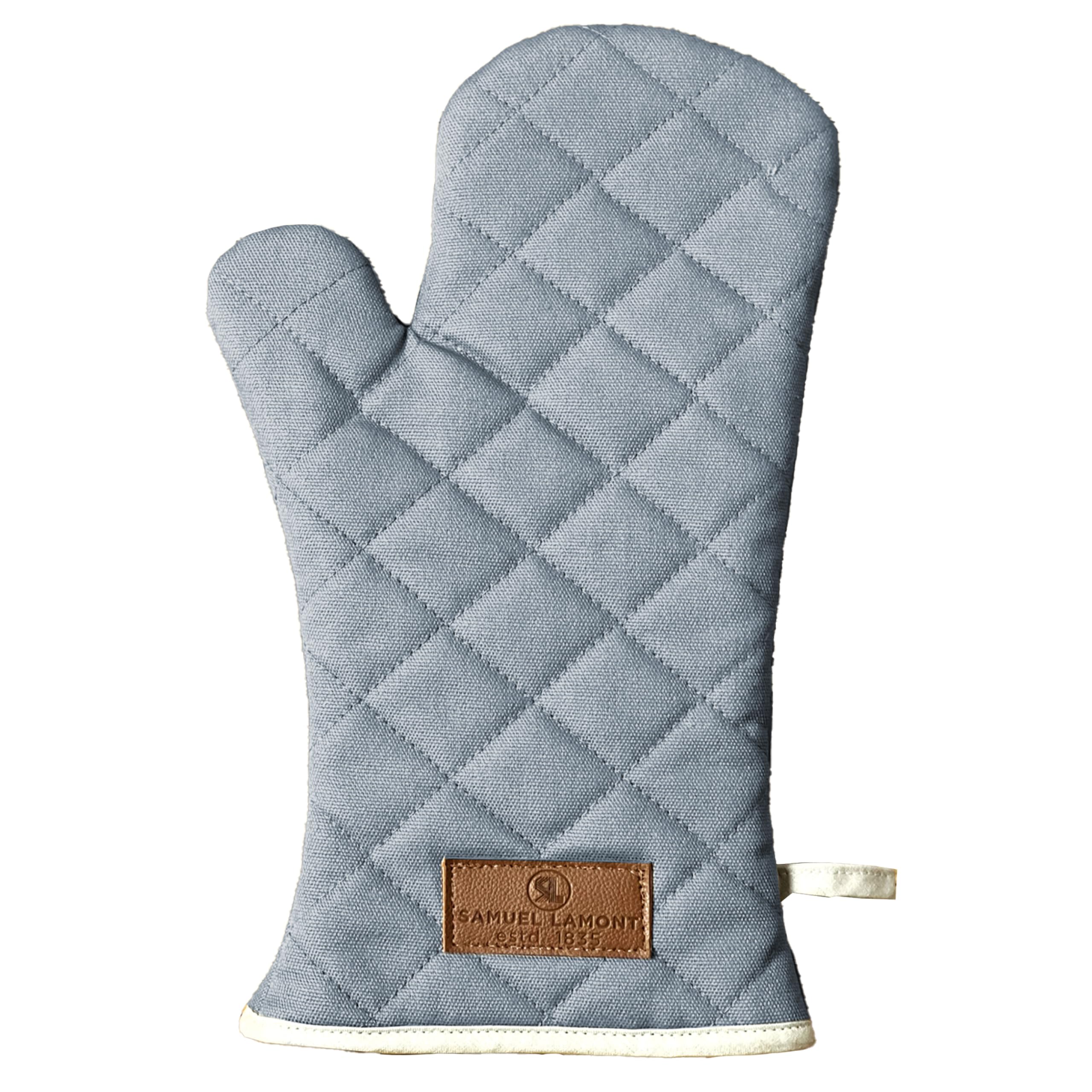 Samuel Lamont Oven Gauntlet Gloves - Premium Heat-Resistant Canvas Oven Gloves for Baking and Cooking | Grey | One Size