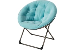 Comfy Oversized Saucer Chair – Soft Plush Fabric Reading Lounger for Adults, Stable x-Large Metal Frame Foldable Accent Lazy 