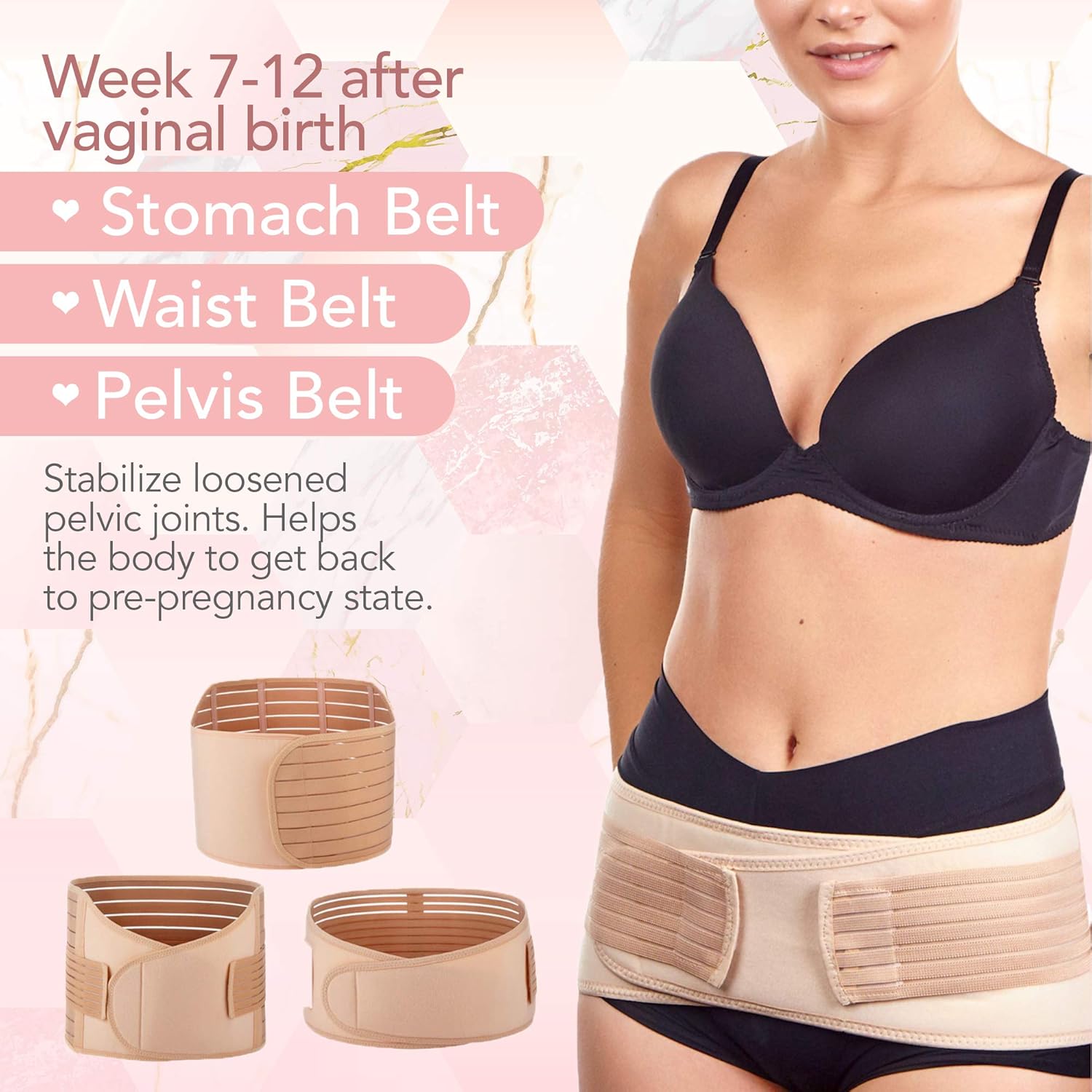 3 in 1 Postpartum Belly Support Recovery Wrap - Belly Band For Postnatal, Pregnancy, Maternity - Girdles For Women Body Shaper - Tummy Bandit Waist Shapewear Belt: Health & Personal Care