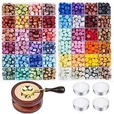 Aottom Wax Seal Kit, 48 Colors 1248 Pcs Sealing Beads with Melting Pot, Spoon, Tea Light Candles, Wax Seal Stamp Kit for Wedding Invitation, Gifts, Envelope, Letter Stamp Sealing and DIY Craft