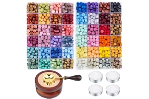 Aottom Wax Seal Kit, 48 Colors 1248 Pcs Sealing Beads with Melting Pot, Spoon, Tea Light Candles, Wax Seal Stamp Kit for Wedding Invitation, Gifts, Envelope, Letter Stamp Sealing and DIY Craft