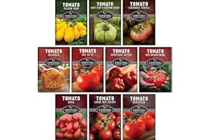 Tomato Seeds 10 Variety Pack for Planting - Cherokee Purple, Roma, Cherry, Aunt Ruby's Green, Hillbilly, Mortgage Lifter, Brandywine & More - Non-GMO Heirloom Types- Survival Garden Seeds