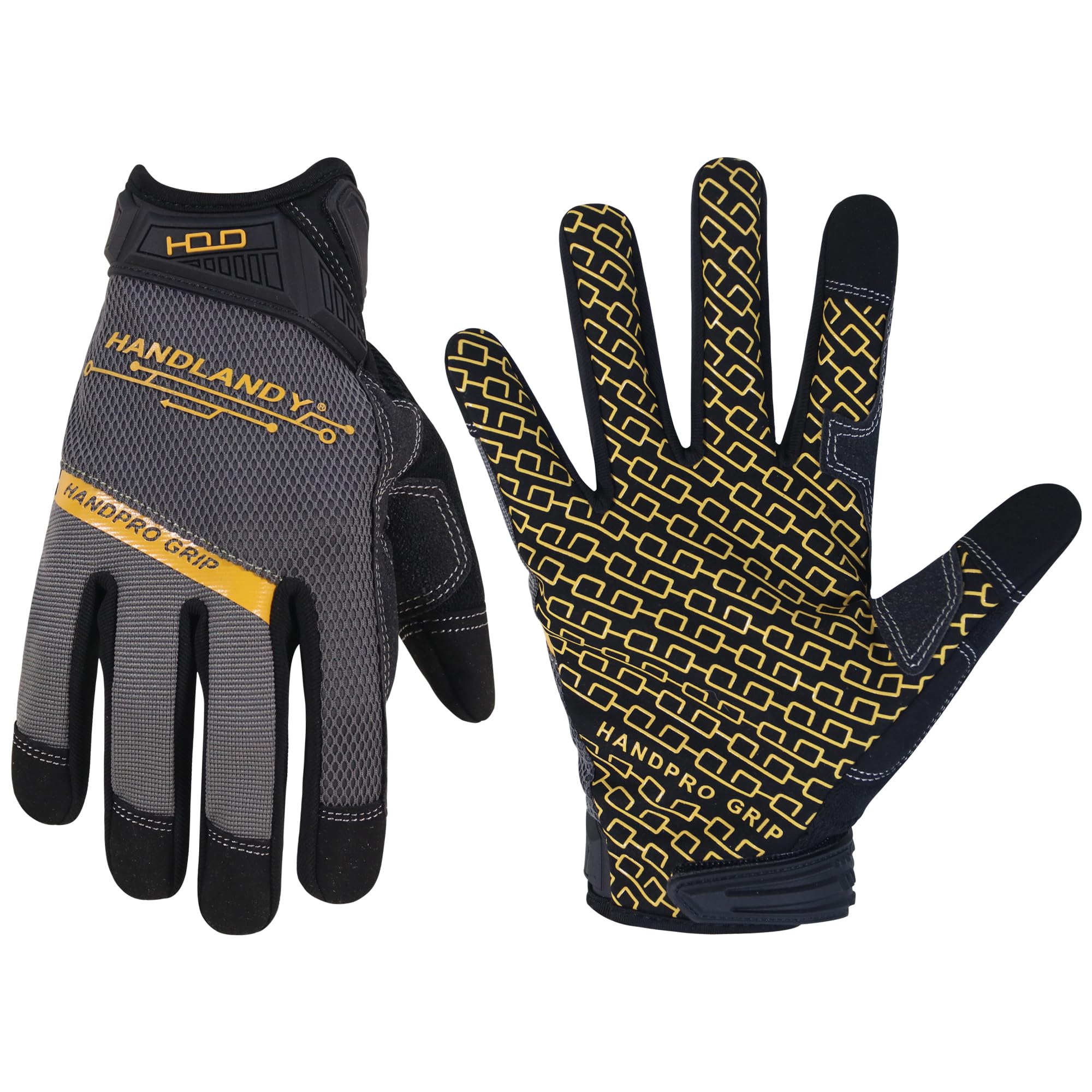 HANDLANDY Work Gloves with Grip for Men & Women, Mechanic Working Gloves Touchscreen, Flexible & Breathable Work Glove