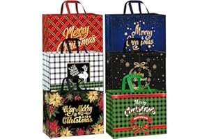 Xylitic 12 Pack Extra Large Christmas Gift Bags with Handles, Reusable Non-Woven Tote Bags for Xmas Party Favors, Holiday Shopping, New Year Presents Wrapping, 17"x12.6"x7.2"