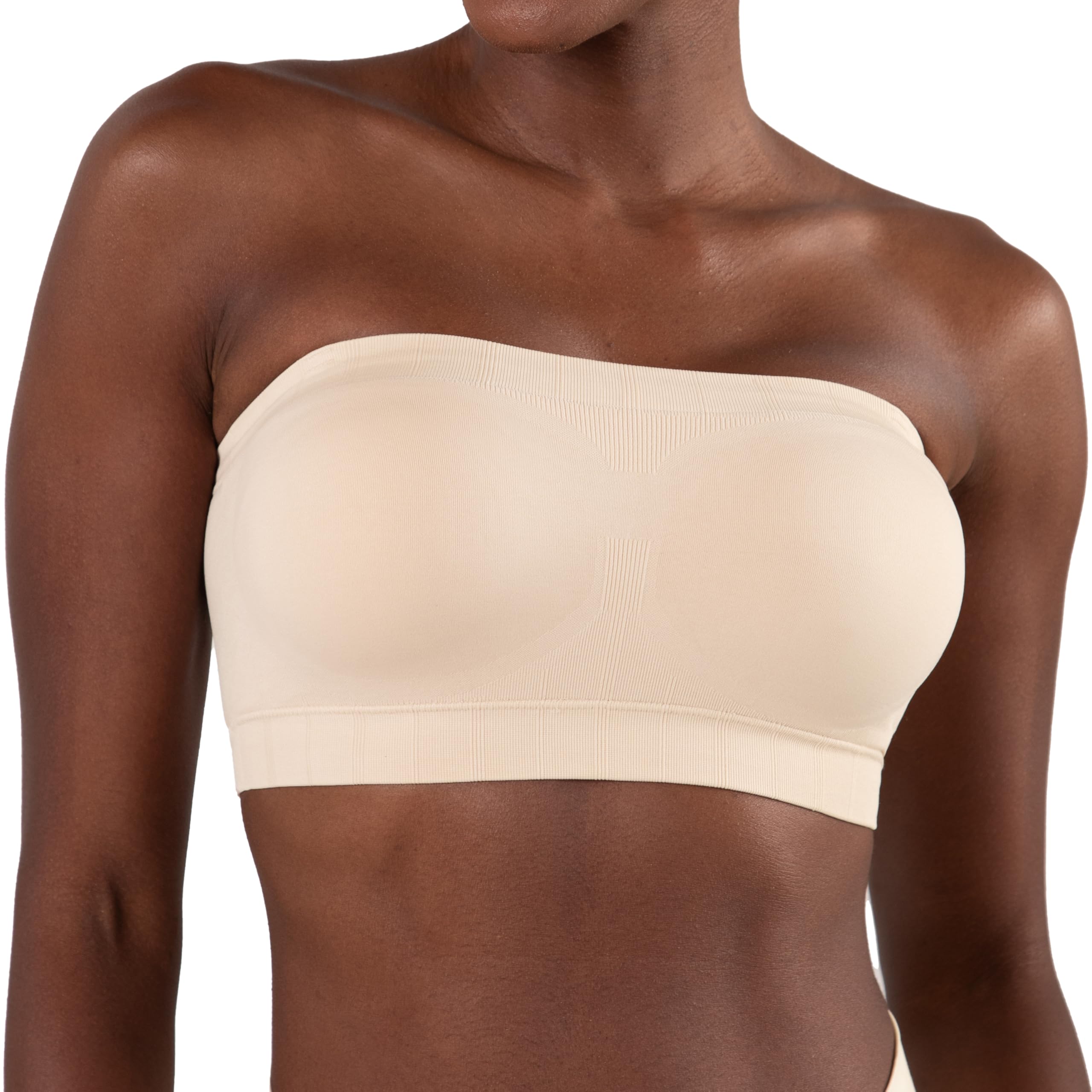 Photo 1 of Truekind Wireless Strapless Bra, Bandeau Bra, Small to Plus Size Strapless Bras for Women, Tube Top Beige - L 