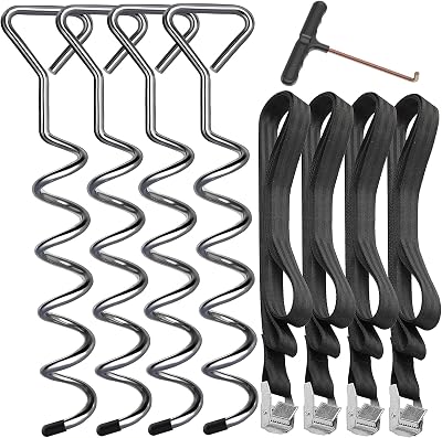 Hodzeed 4Set Heavy Duty Trampoline Anchor Ground Pegs Kit 40.5cm Silver
