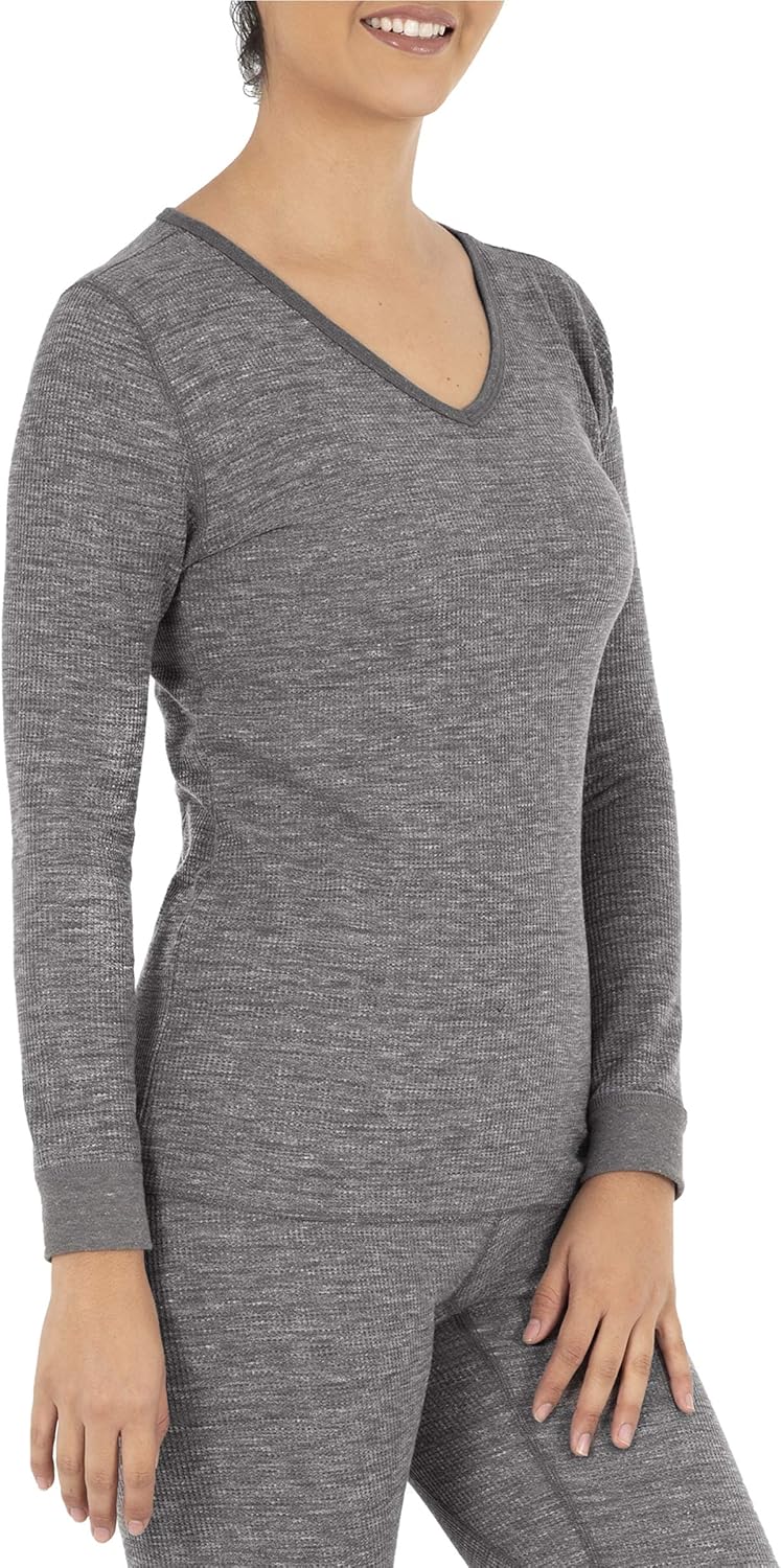 Fruit of the Loom Women's Micro Waffle Premium Thermal V-Neck Tee at  Women’s Clothing store