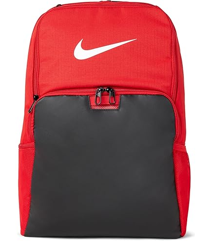 Nike 3 Brand Blitz Backpack – Red – 30L, 9AT048-U10 | Padded 15 in sleeve, mesh organizer, side bottle pocket, 2 zip pockets. For boys, girls, men, women, gym, and travel