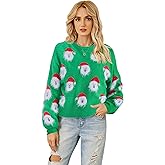 Rixiland Ugly Christmas Sweaters for Women Funny Santa Xmas Snowflake Holiday Party Cute Knitted Pullover Tops